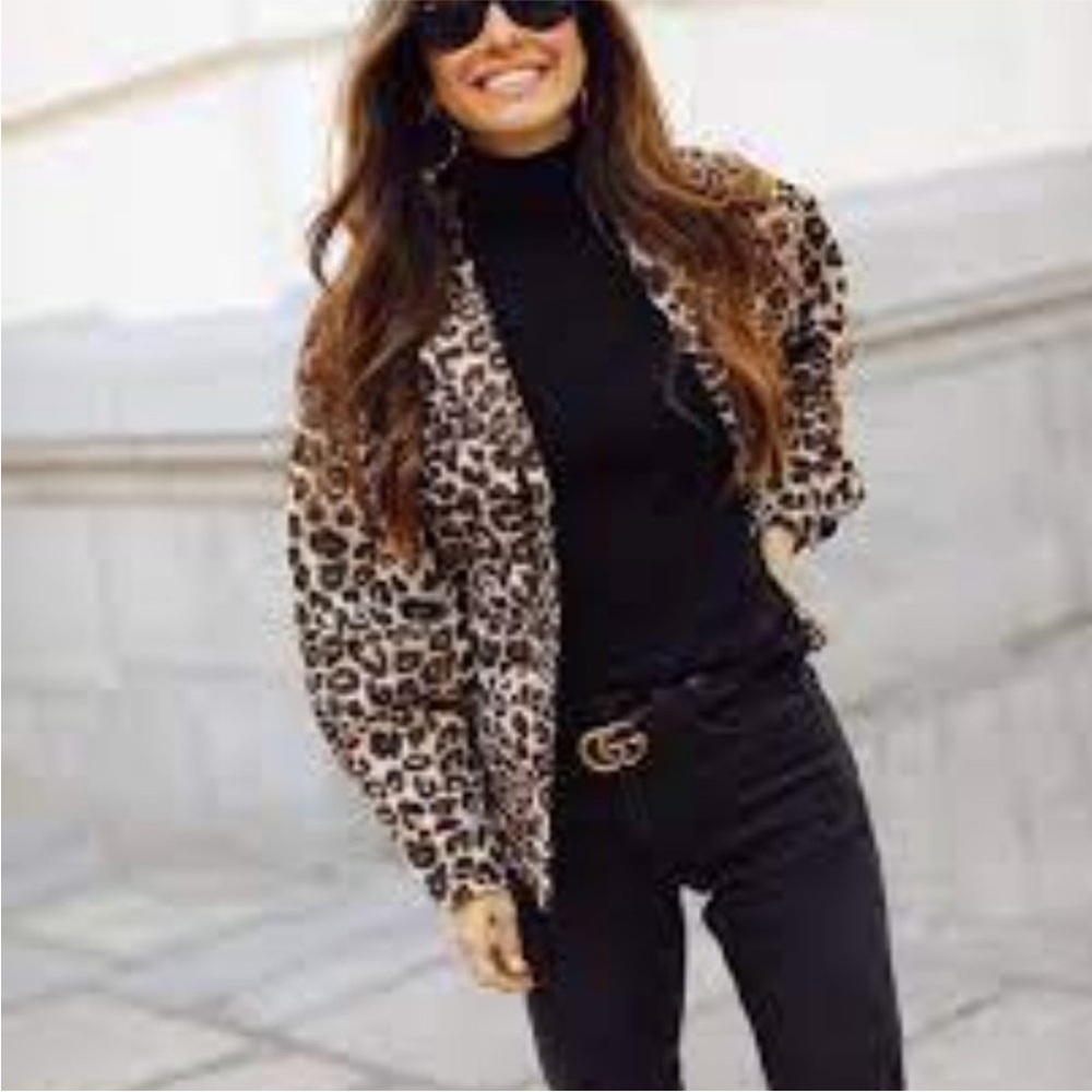 Anine Bing Flynn Leo Leopard Print Jacket XS | Flynn Utility Shirt Jacket Cotton - Picture 10 of 14